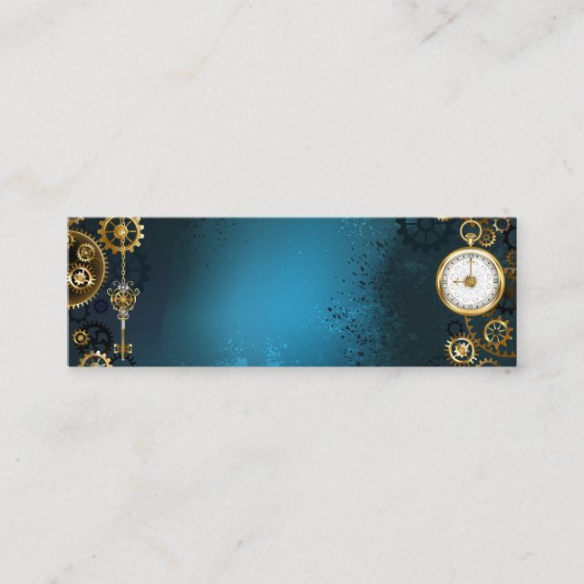 Carte D'appel Steampunk Arrière - plan turquoise avec Gears (Devant)