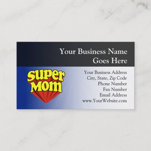 Carte D'appel Super Mom Red/Yellow/Blue Superhero Fête des mères (Devant)