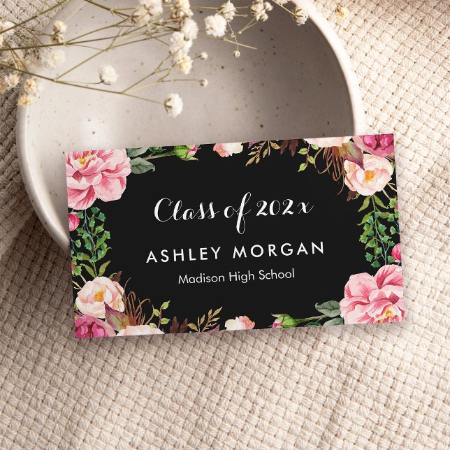 Carte D'appel Superbes Floral Girly Graduation Étudiants (Créateur téléchargé)