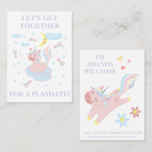 Carte d'appel Sweet Rose Unicorn Playdate maman