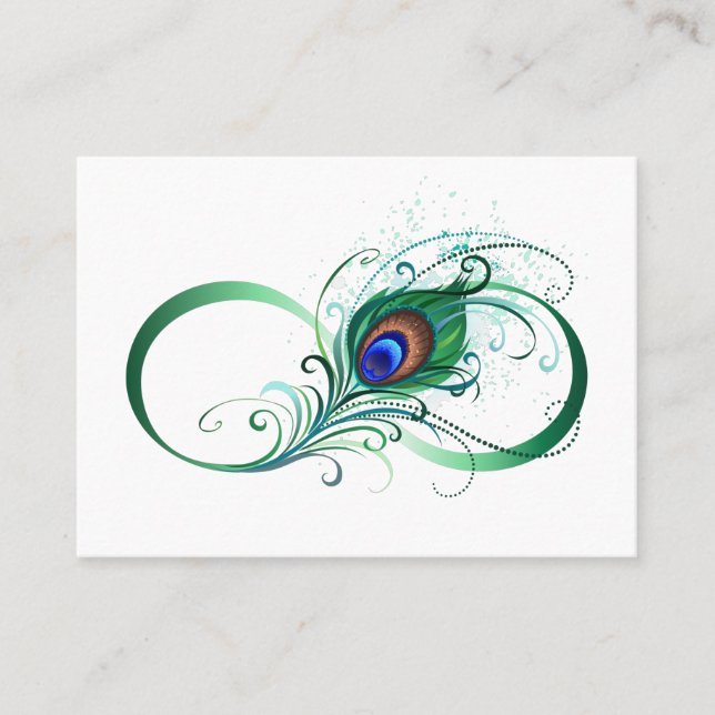 Carte D'appel Symbole d'infini avec plume de paon (Devant)