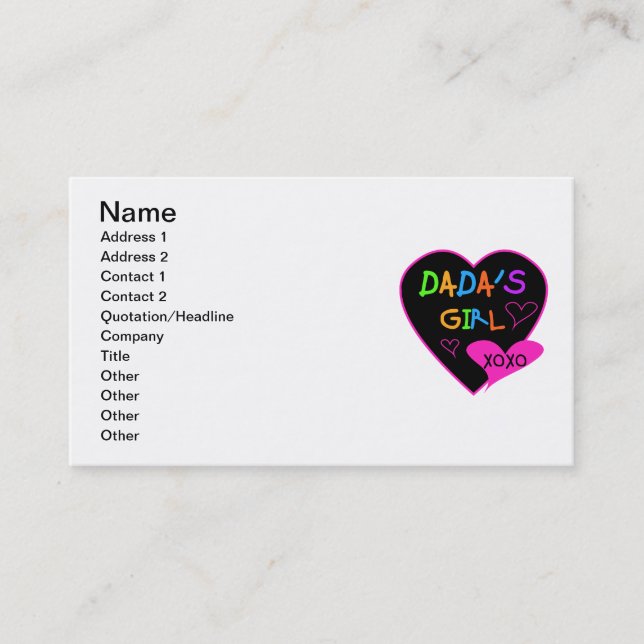 Carte D'appel T-shirt fille de Dada, Mug, Bouton, Aimant, Plus (Devant)