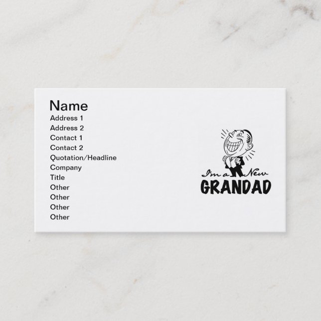 Carte D'appel T-shirts et cadeaux Smiling New Grand-père (Devant)