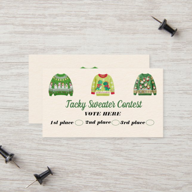 Carte D'appel Tacky Sweater Contest Voting Cards (Devant/Arrière en situation)