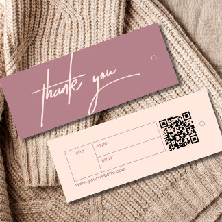 Carte D'appel Tag de pendaison minimaliste en Merci rose Étiquet