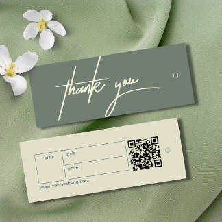 Carte D'appel Tag de pendaison moderne en Merci vert cendré Étiq