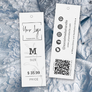 Carte D'appel Tags de prix du vêtement QR social minima feuille