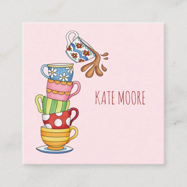 Carte D'appel Tasses à café Whimsical Rencontrez-vous pour le ca (Devant)