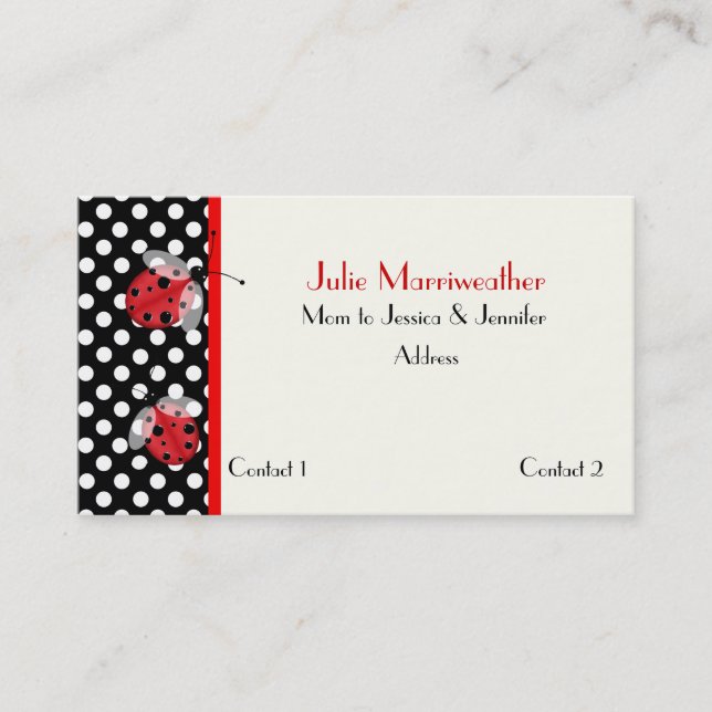 Carte D'appel Télécarte rouge et noire de maman de coccinelles (Devant)
