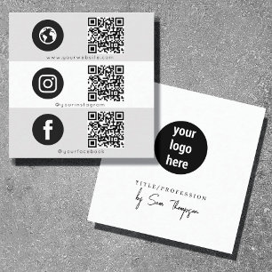Carte D'appel Triple Icon & QR Code Business Social Media Logo