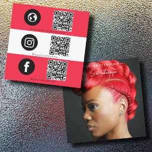 Carte D'appel Triple Icon QR Code Full Photo Social Media Red