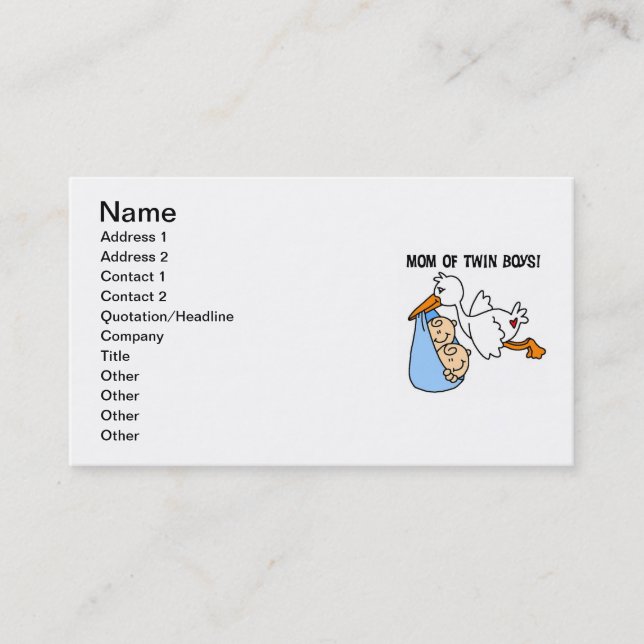 Carte D'appel Twin Boys Maman Cadeaux de cigognes (Devant)