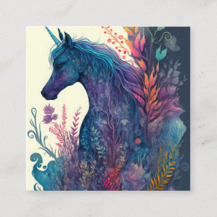Carte D'appel Unicorne, Aquarelle de fleurs colorées