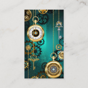Carte D'appel Veille bijoux Steampunk sur un Arrière - plan vert