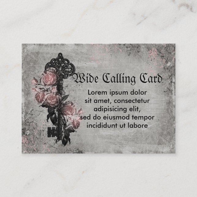 Carte D'appel Vieille photo de coutume de clé et de roses (Devant)
