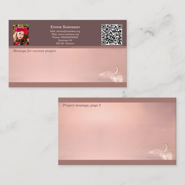 Carte D'appel Visitkort — Connect, Swan (Devant / Derrière)