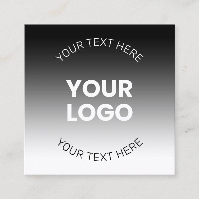 Carte D'appel Votre logo | Dégradé noir & blanc moderne modifiab (Devant)