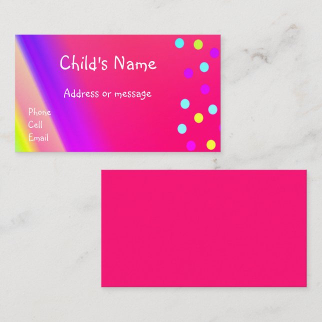 Carte d'appel Whimsical Bright pour enfants (Devant / Derrière)