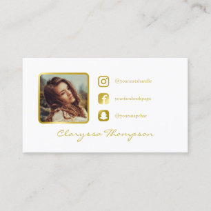 Carte D'appel White and Faux Gold Photo Médias sociaux