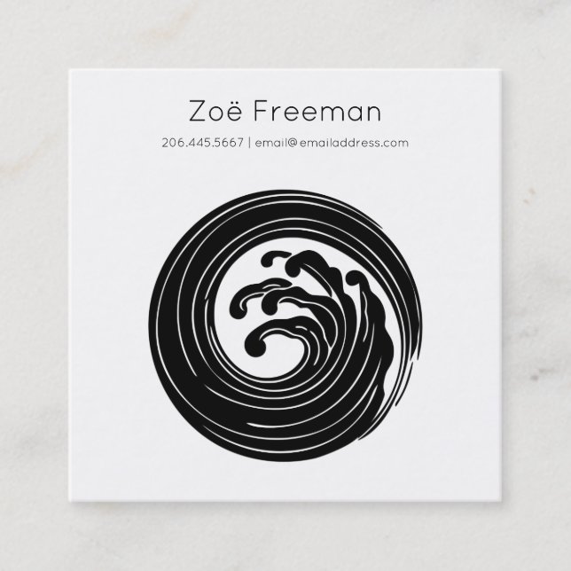 Carte D'appel Zen | Vague japonaise | Minimal (Devant)
