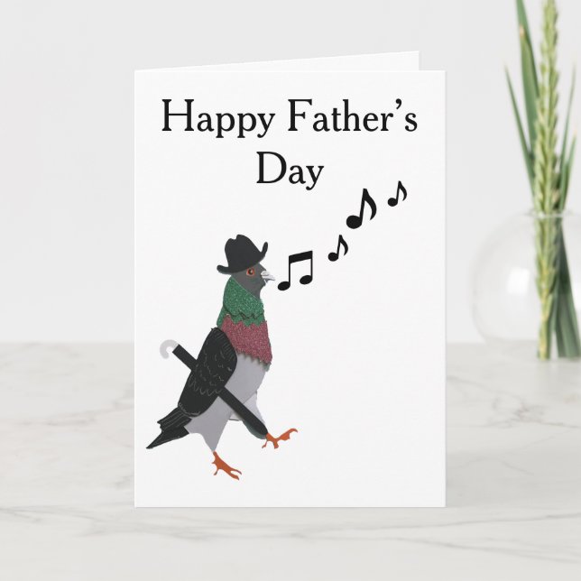 Carte Dapper Pigeon Fête du Père Editable (Devant)