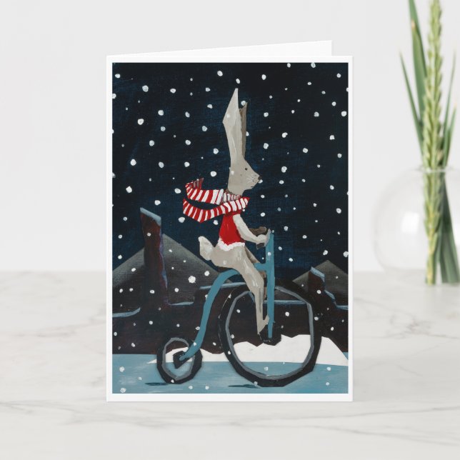 Carte Dapper rabbit on a bicycle card (Devant)