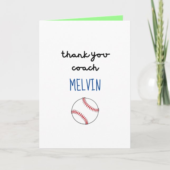 Carte d'appréciation des entraîneurs de baseball,  (Devant)