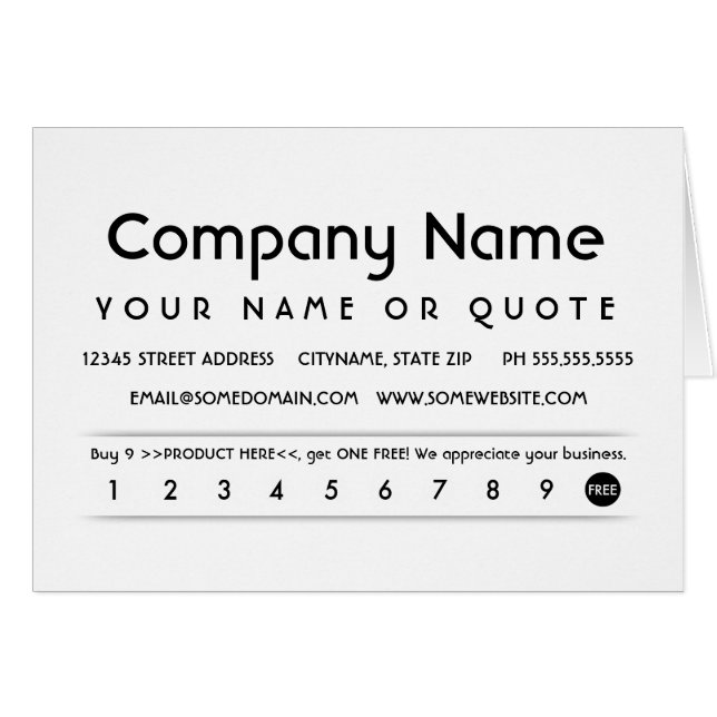 carte d'appréciation du client (Devant horizontal)