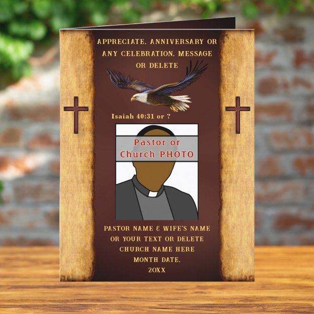 Carte d'appréciation du pasteur Idées, Anniversair (Appreciation card for pastor and wife. Majestic Eagle soaring over Cross. Photo Christian Cards. )