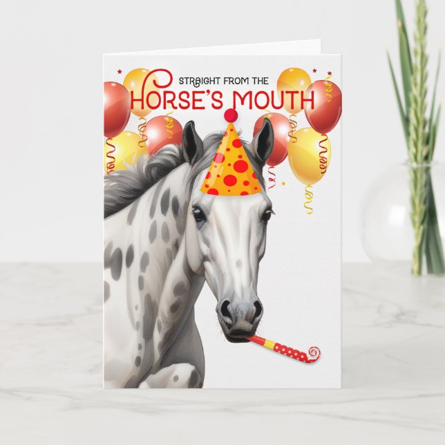 Carte Dappy Grey Arabian Horse Drôle Anniversaire (Devant)