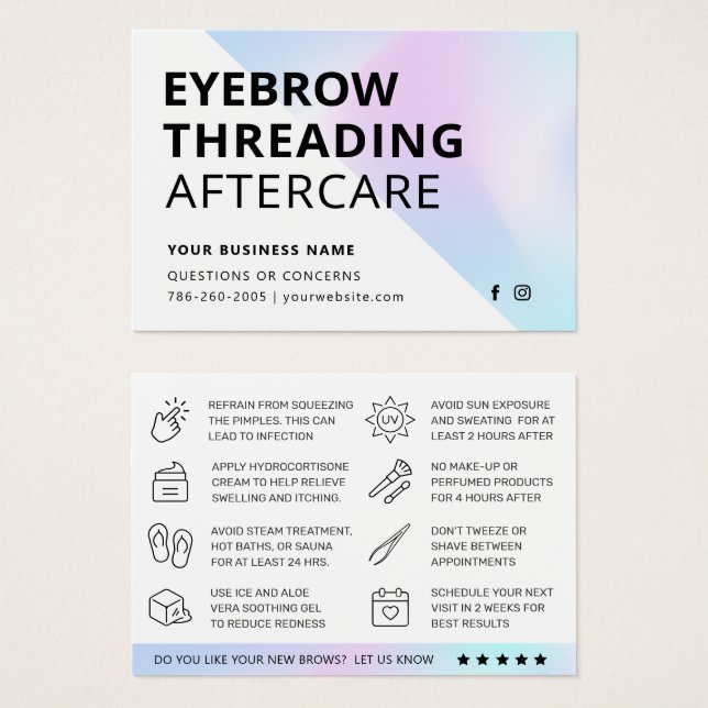 Carte d'après-garde Holographique Eyebrow Threadin (Devant & derrière)