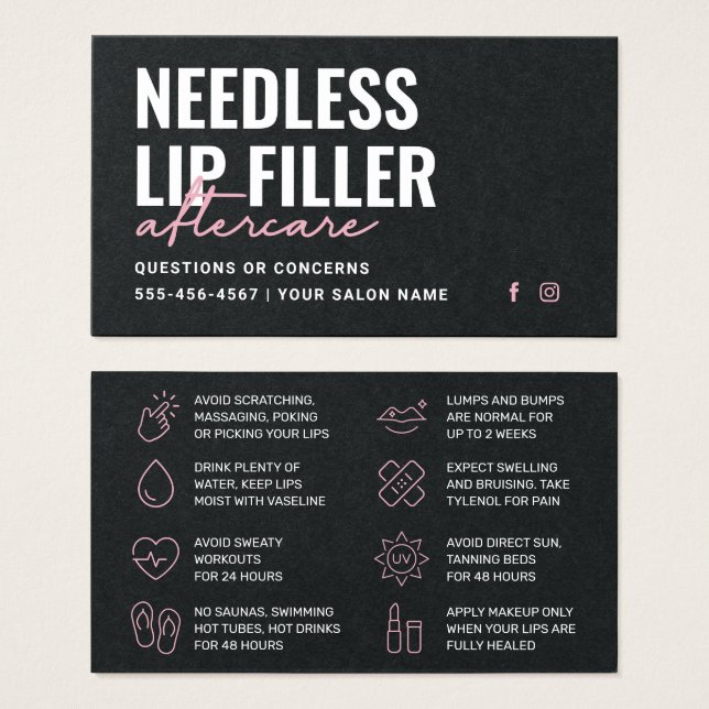 Carte d'après-garde Premium Black Needles Lips Fil (Devant & derrière)