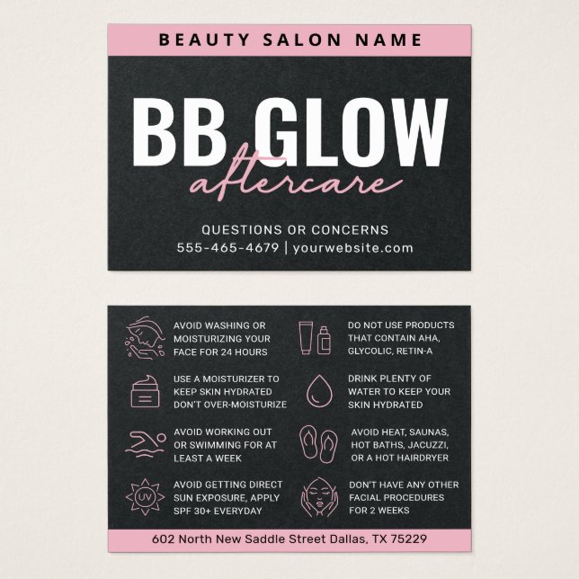 Carte d'après-garde Premium Rose BB brillant (Devant & derrière)