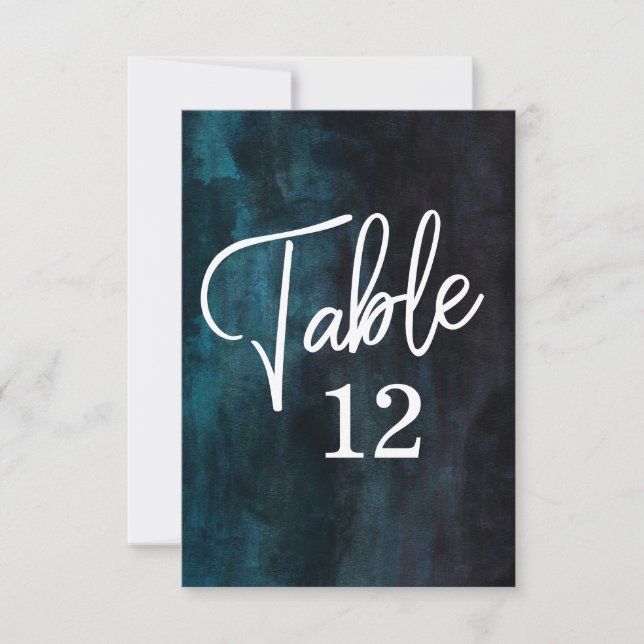 Carte d'Aquarelle bleu marine et numéro de table b (Devant)