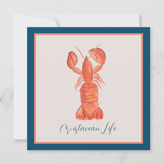 Carte d'aquarelle de crustacés de homard (Devant)