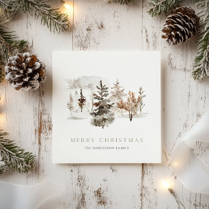 Carte d'aquarelle de Noël avec paysage hivernal