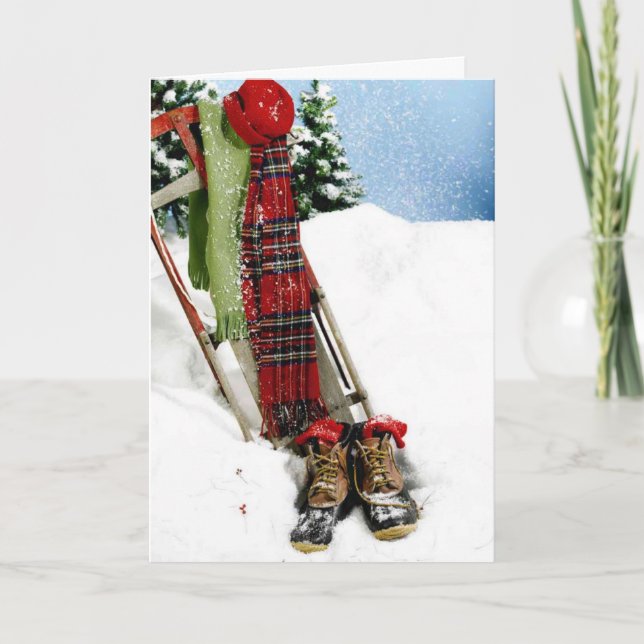 Carte d'aquarelle de scène de Noël (Devant)