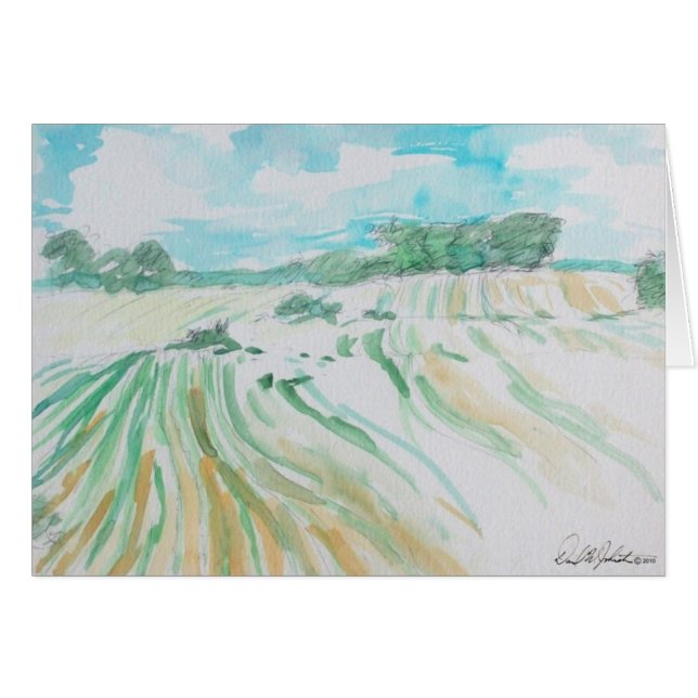 Carte d'aquarelle de terres cultivables (Devant horizontal)