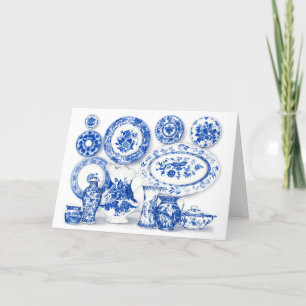 Carte d'aquarelle en porcelaine bleue