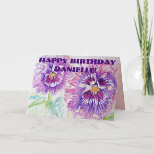 Carte d'aquarelle fleurie Pansy violet