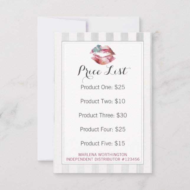 Carte d'aquarelle Lipstick Distributeur Tarifs (Devant)