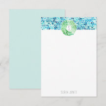 Carte d'aquarelle peinte à la main de verre de mer