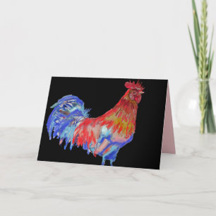 Carte d'aquarelle rouge et bleu noir