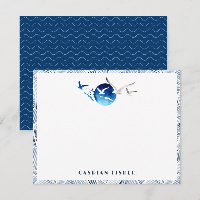 Carte d'Aquarelle Seaguls (Devant / Derrière)
