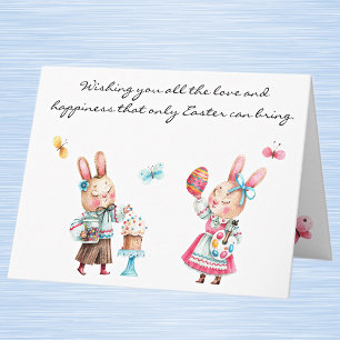 Carte d'Aquarelle Whimsical Pâques Blessing Note C