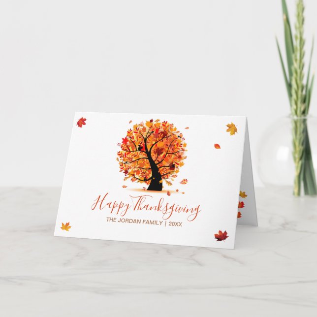 Carte d'arbre d'automne du Bon thanksgiving custom (Devant)