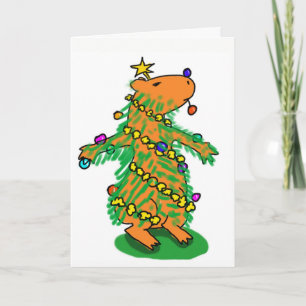 Carte d'arbre de Noël Capybara