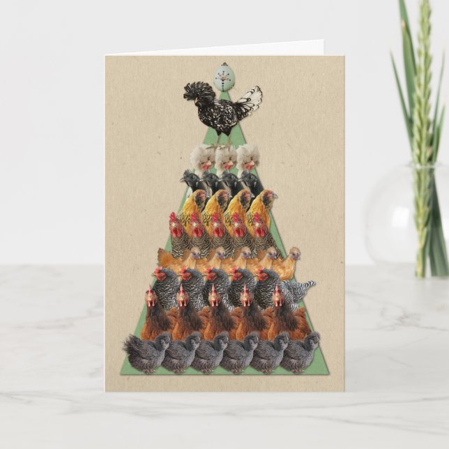 Carte d'arbre de Noël de poulet (Devant)