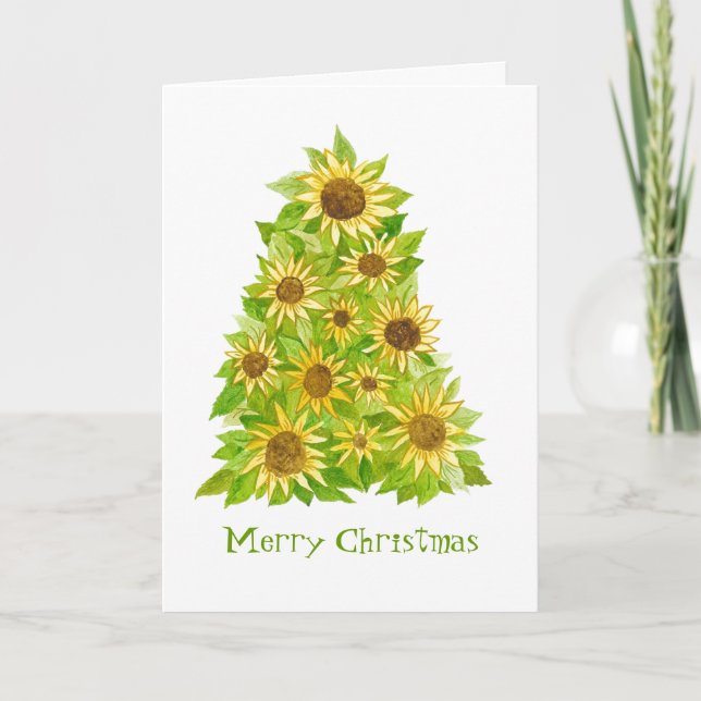 Carte d'arbre de Noël de tournesol (Devant)