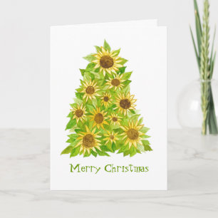 Carte d'arbre de Noël de tournesol